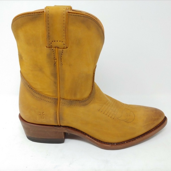 Frye Billy Short Western Boots Cognac Leather - Picture 3 of 6
